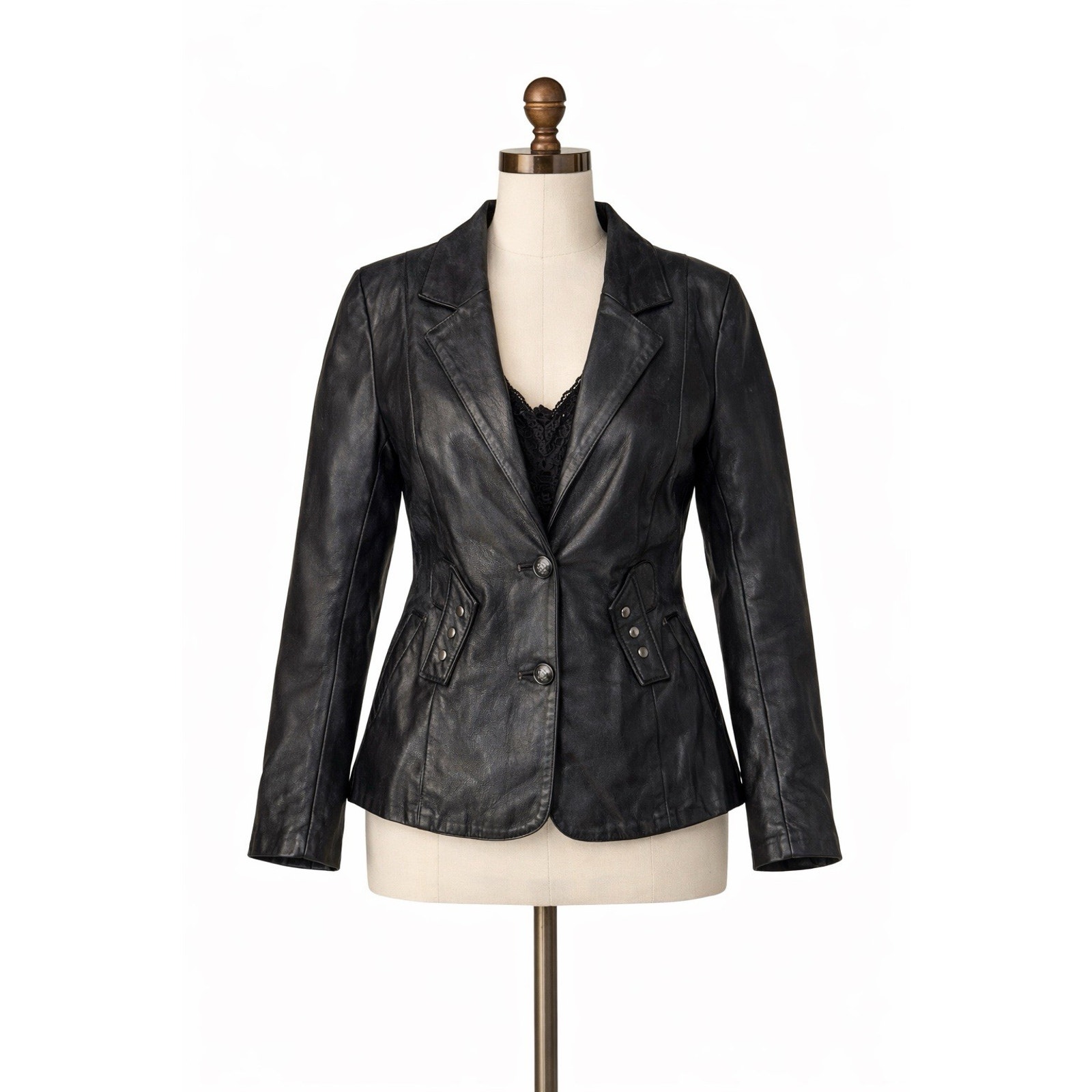 Vintage 90s Murat Pelle Turkish Leather Blazer M Black Supple Luxury Jacket